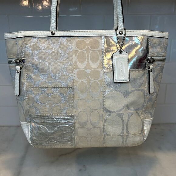 Coach Patchwork Lurex Metallic EW Gallery Tote - HTF - Picture 2 of 16